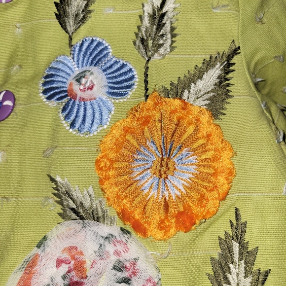 Alex KIM Boho TEXTURED JACKET Applique Embroidered WEARABLE ART P/M - Picture 5 of 6